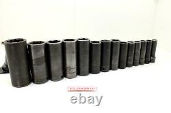 Snap On SIMFM214YA 8-19 21 24m 3/8 Drive 6 Point Deep Impact Socket Set USA