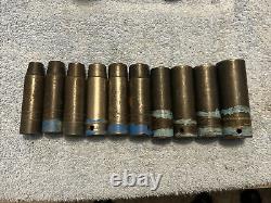 Snap On SIMM 10-22 1/2 Drive 6-Point Metric Deep Impact 10 Piece Set Missing 15