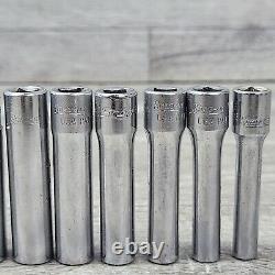 Snap On STM 1/4 Drive 6-Point SAE Deep Socket 10 Piece 3/16 9/16