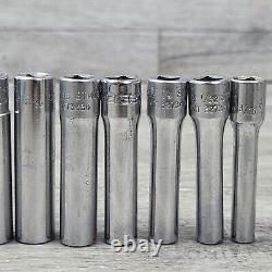 Snap On STM 1/4 Drive 6-Point SAE Deep Socket 10 Piece 3/16 9/16