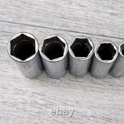 Snap On STM 1/4 Drive 6-Point SAE Deep Socket 10 Piece 3/16 9/16