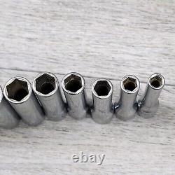 Snap On STM 1/4 Drive 6-Point SAE Deep Socket 10 Piece 3/16 9/16