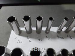 Snap On STM 1/4 Drive 6-Point SAE Deep Socket 19 Piece 3/16 9/16 Metric 14-5.5