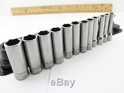 Snap On STMM5-STMM15 6 Point 1/4 Drive 12 Piece Deep Socket Set Excellent