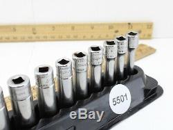 Snap On STMM5-STMM15 6 Point 1/4 Drive 12 Piece Deep Socket Set Excellent
