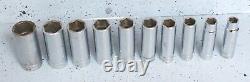 Snap On Snapon 1/2 Drive Sae 6 Point Deep Socket Set Of 10 1/2 1 1/8