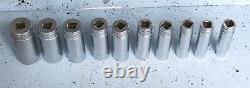 Snap On Snapon 1/2 Drive Sae 6 Point Deep Socket Set Of 10 1/2 1 1/8