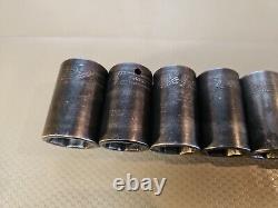 Snap-On Sockets Semi Deep 1/2Drive USA Metric 6 Point Impact 312IMMS 27mm-15mm