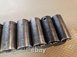 Snap-On Sockets Semi Deep 1/2Drive USA Metric 6 Point Impact 312IMMS 27mm-15mm