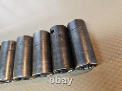 Snap-On Sockets Semi Deep 1/2Drive USA Metric 6 Point Impact 312IMMS 27mm-15mm