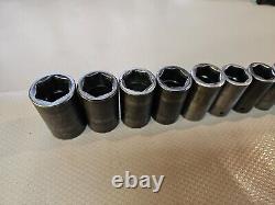 Snap-On Sockets Semi Deep 1/2Drive USA Metric 6 Point Impact 312IMMS 27mm-15mm