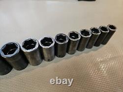 Snap-On Sockets Semi Deep 1/2Drive USA Metric 6 Point Impact 312IMMS 27mm-15mm