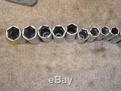 Snap On Tool 1/2 Drive SAE Deep Socket Set 313TSYA 13 Piece 6 Point FREE Ship