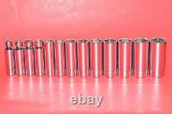 Snap-On Tools 1/2 Drive 13 pc. SAE 3/8 1 1/8 Deep Flank 6-POINT Socket Set