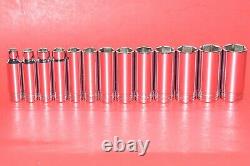 Snap-On Tools 1/2 Drive 13 pc. SAE 3/8 1 1/8 Deep Flank 6-POINT Socket Set