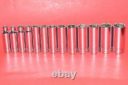 Snap-On Tools 1/2 Drive 13 pc. SAE 3/8 1 1/8 Deep Flank 6-POINT Socket Set