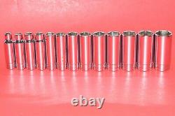 Snap-On Tools 1/2 Drive 13 pc. SAE 3/8 1 1/8 Deep Flank 6-POINT Socket Set