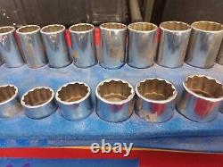 Snap-On Tools 1/2 Drive 38 piece Shallow and Deep Chrome Socket Set SW and S