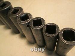 Snap On Tools 10 Piece 1/2 Drive 6 Point Deep Impact Sockets SAE