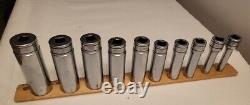 Snap-On Tools 10 Piece 3/8 Drive 6 Point SAE Deep Socket