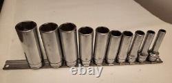 Snap-On Tools 10 Piece 3/8 Drive 6 Point SAE Deep Socket