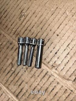 Snap On Tools 10pc Lot 1/4 Drive Deep 6 Point Socket Set 5-10mm WithExtras #281