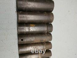 Snap On Tools 11 Piece 1/2 Drive 6 Point Deep Impact Sockets SAE 3/8 1-1/16
