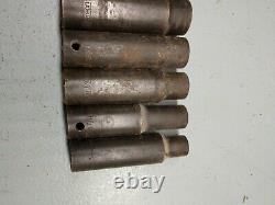 Snap On Tools 11 Piece 1/2 Drive 6 Point Deep Impact Sockets SAE 3/8 1-1/16