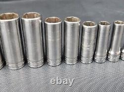 Snap On Tools 11 pc 3/8 Drive SAE 6 Point Deep Chrome Socket Set 1/4 7/8