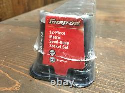 Snap On Tools 12 Pc 3/8 Drive Metric 6-Point Semi-Deep Socket Set 212FSMSY