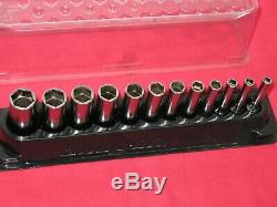 Snap On Tools 12 Piece Metric 1/4 Drive 6 Point Deep Socket Set + Magnetic Tray