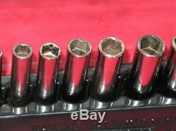 Snap On Tools 12 Piece Metric 1/4 Drive 6 Point Deep Socket Set + Magnetic Tray