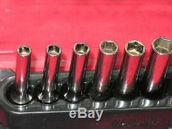 Snap On Tools 12 Piece Metric 1/4 Drive 6 Point Deep Socket Set + Magnetic Tray