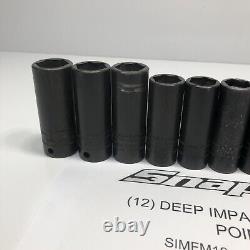 Snap On Tools 12 Piece Metric Deep Impact Socket Set 3/8 Drive 6 Point USA
