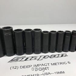 Snap On Tools 12 Piece Metric Deep Impact Socket Set 3/8 Drive 6 Point USA