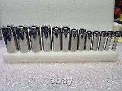 Snap On Tools 211SFSY 13 Pc 3/8 Drive 6 Point SAE Deep Socket Set. EUC