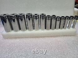 Snap On Tools 211SFSY 13 Pc 3/8 Drive 6 Point SAE Deep Socket Set. EUC