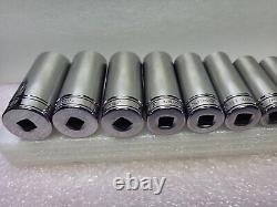 Snap On Tools 211SFSY 13 Pc 3/8 Drive 6 Point SAE Deep Socket Set. EUC