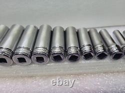 Snap On Tools 211SFSY 13 Pc 3/8 Drive 6 Point SAE Deep Socket Set. EUC