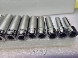 Snap On Tools 211SFSY 13 Pc 3/8 Drive 6 Point SAE Deep Socket Set. EUC