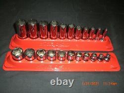 Snap On Tools 22 Piece 3/8 Drive SAE Shallow / Deep 6-Point Socket Set #222SFFS