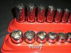 Snap On Tools 22 Piece 3/8 Drive SAE Shallow / Deep 6-Point Socket Set #222SFFS