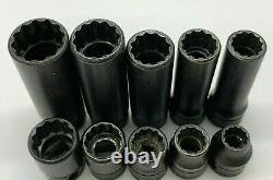 Snap On Tools 3/8 Drive 5/16 5/8 SAE Shallow & Deep Socket Set 12 Point lot