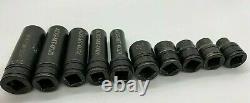 Snap On Tools 3/8 Drive 5/16 5/8 SAE Shallow & Deep Socket Set 12 Point lot