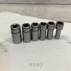 Snap On Tools 9 Piece 3/8 Drive 6 Point SAE Semi Deep Socket Set 211FSSY Read