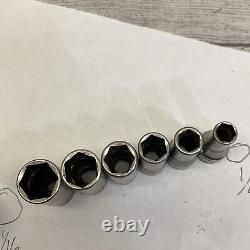 Snap On Tools 9 Piece 3/8 Drive 6 Point SAE Semi Deep Socket Set 211FSSY Read