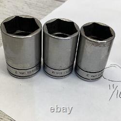 Snap On Tools 9 Piece 3/8 Drive 6 Point SAE Semi Deep Socket Set 211FSSY Read