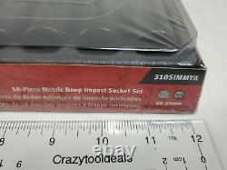 Snap On Tools NEW 10pc 1/2 Drive Metric DEEP 6 Point Impact Socket Set 310SIMMYA