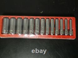 Snap On Tools NEW 13pc 1/2Dr 6-Point SAE Flank Drive Deep Socket Set 313TSYA