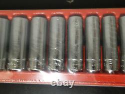 Snap On Tools NEW 13pc 1/2Dr 6-Point SAE Flank Drive Deep Socket Set 313TSYA